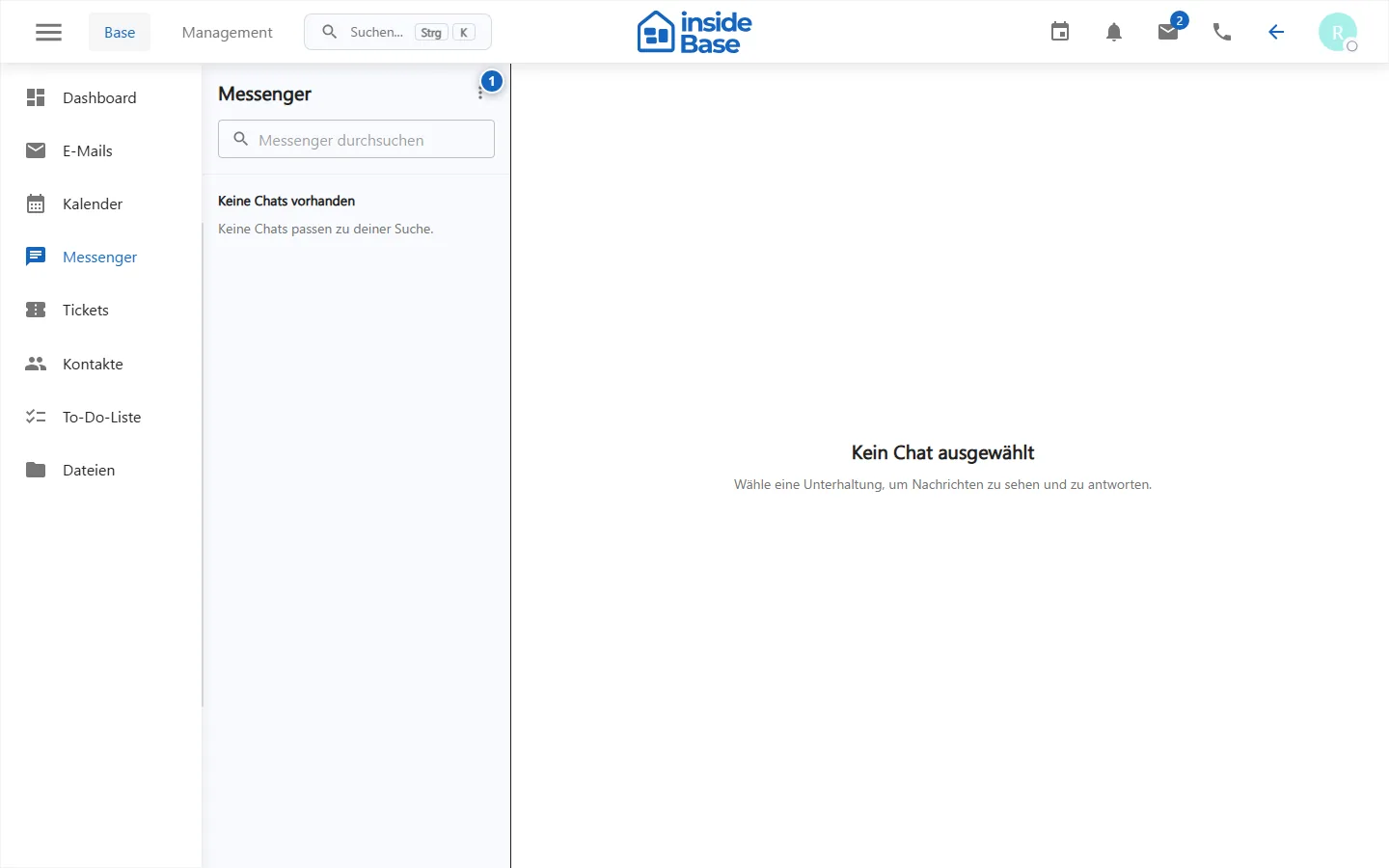Messenger mit Unterhaltungen und Nachrichtenbereich
