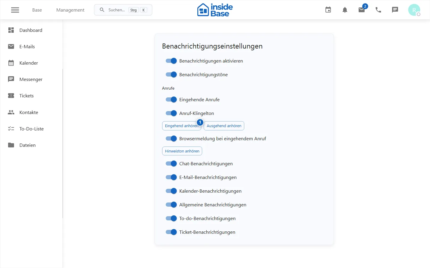 Einstellungen für persönliche Benachrichtigungen