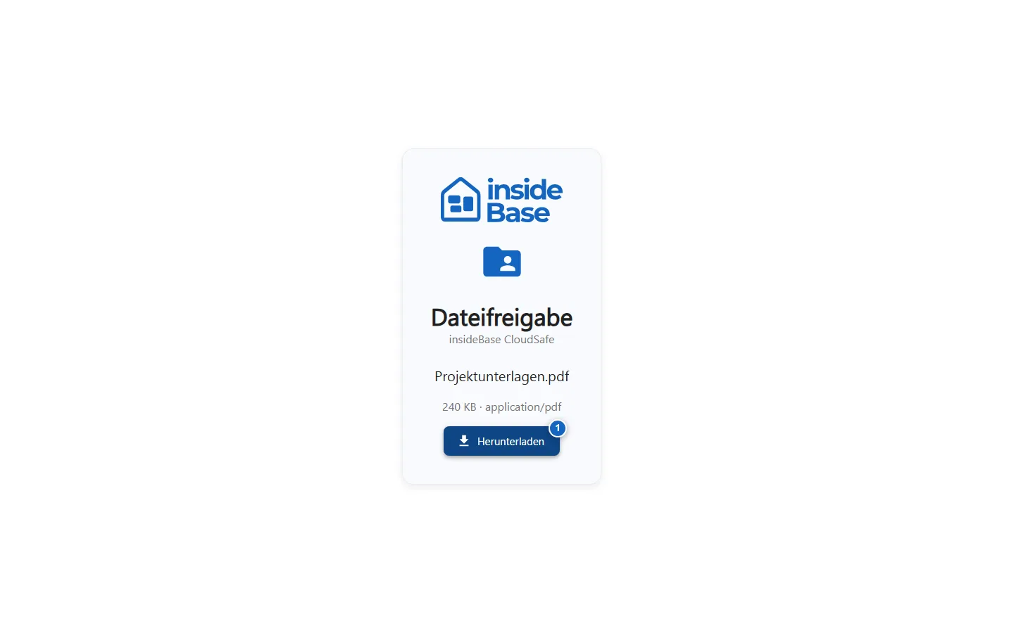 Geöffnete geschützte Dateifreigabe mit Download-Aktion