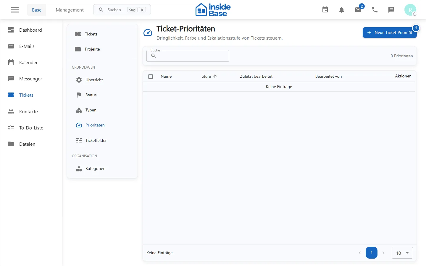 Verwaltung der Ticketprioritäten