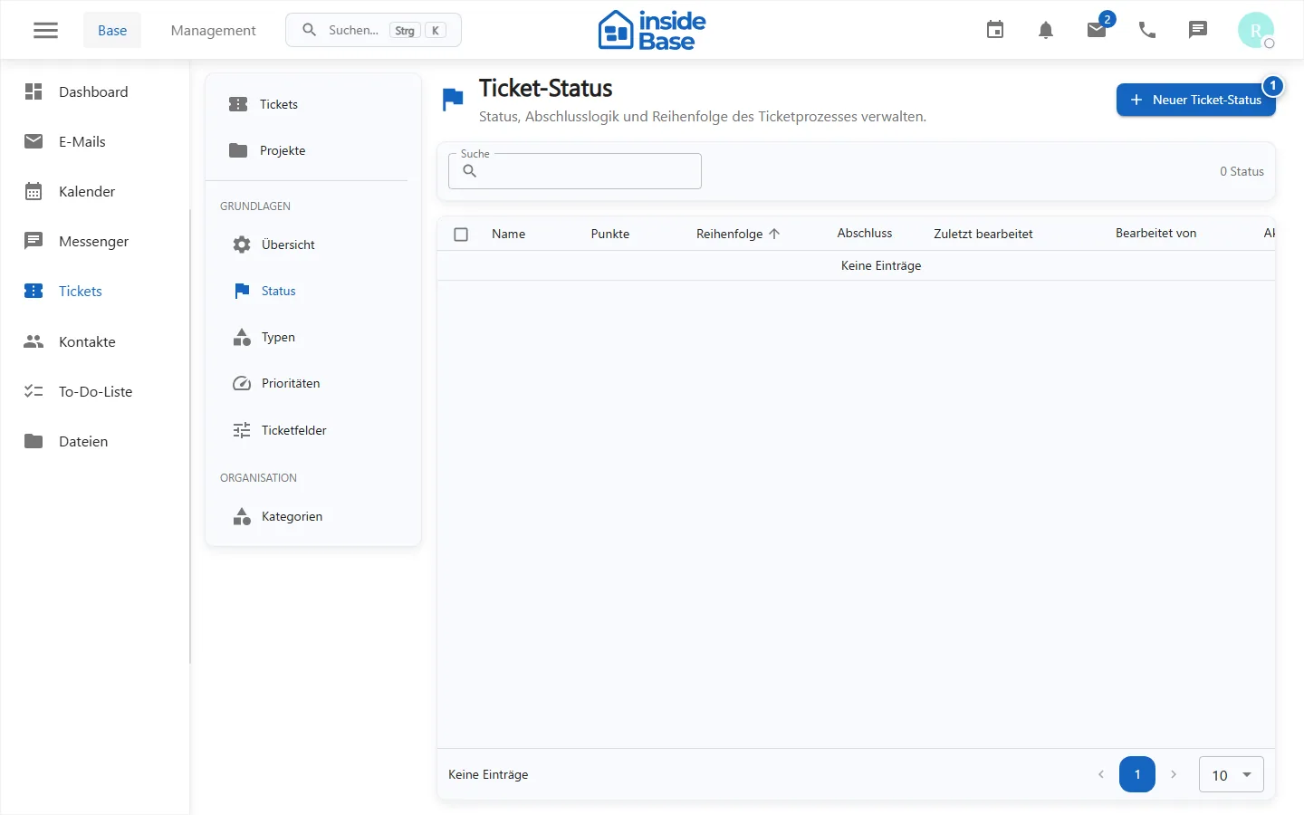 Verwaltung der Ticketstatus